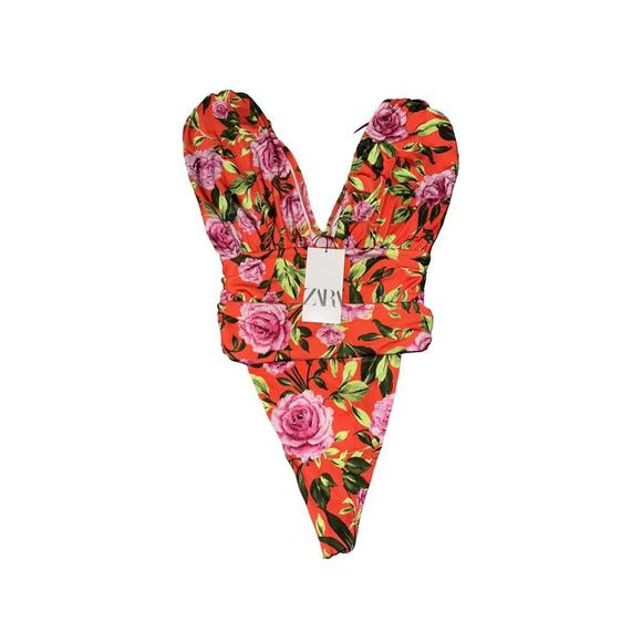 Zara Other - ZARA PRINTED DRAPED BODYSUIT Floral Size S/small . NWT